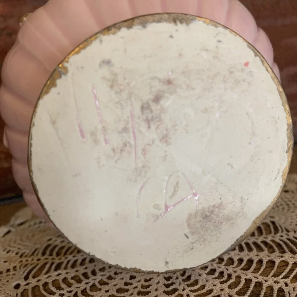 Hollywood Regency Vase MCM Dripping 22K Gold Pink Made in USA stamped  READ - Picture 3 of 12